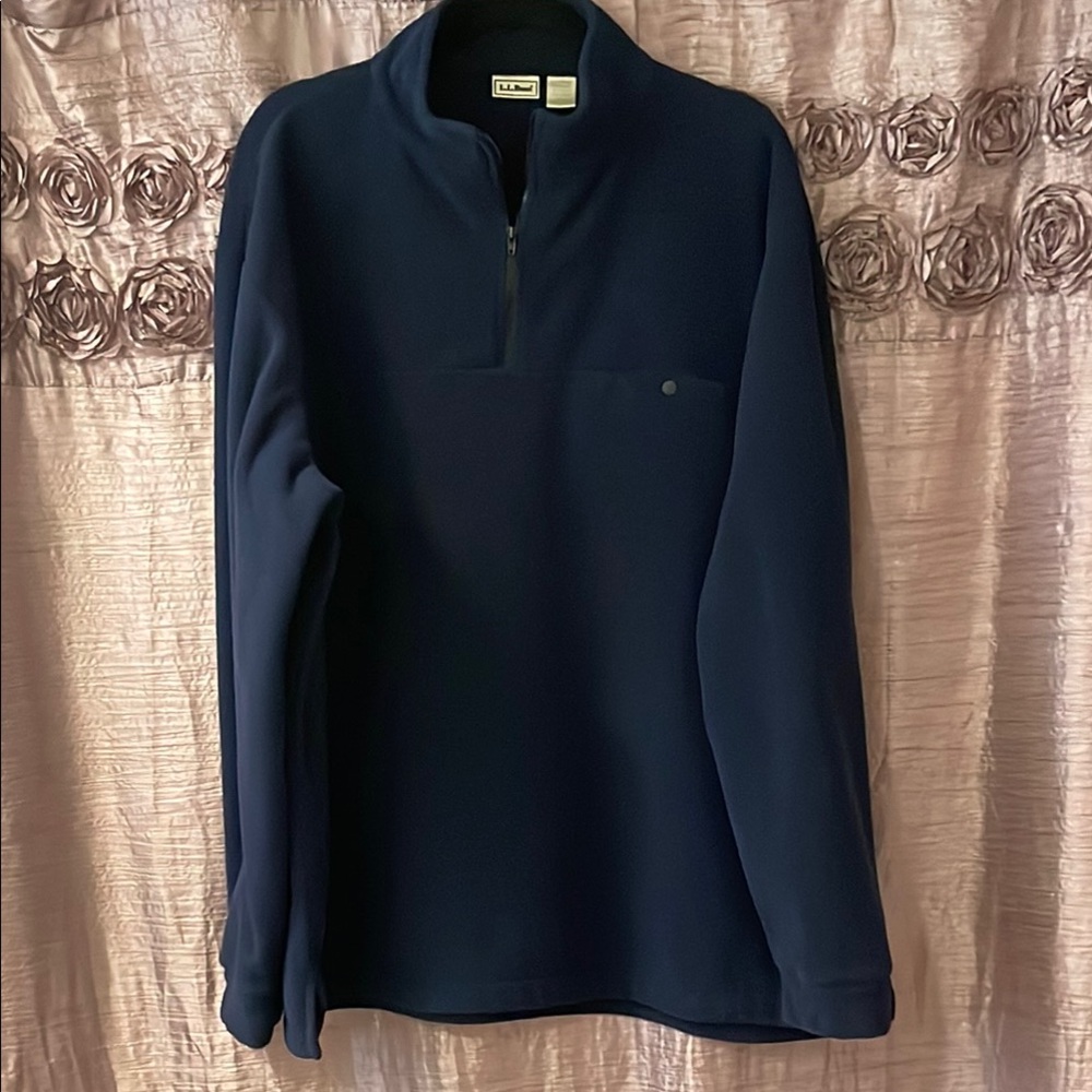 L.L. Bean Blue 1/4 Zip Up Sweater Soft Cozy Fleece - Picture 7 of 7